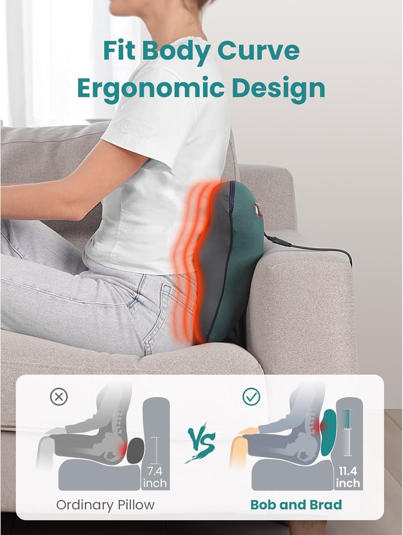 BOB AND BRAD EZBack Elektromos Hátmasszírozó Fűtéssel, Shiatsu 3D Gyúró Nyak Masszázsgép, Izomfájdalom Enyhítő Párna Hátra Nyakra Lábra