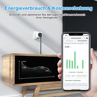 EIGHTREE WiFi Okos Konnektor Fogyasztásméréssel - 16A Távirányítható Okosotthon Aljzat, Alexa, Google Home és SmartThings Kompatibilis 3