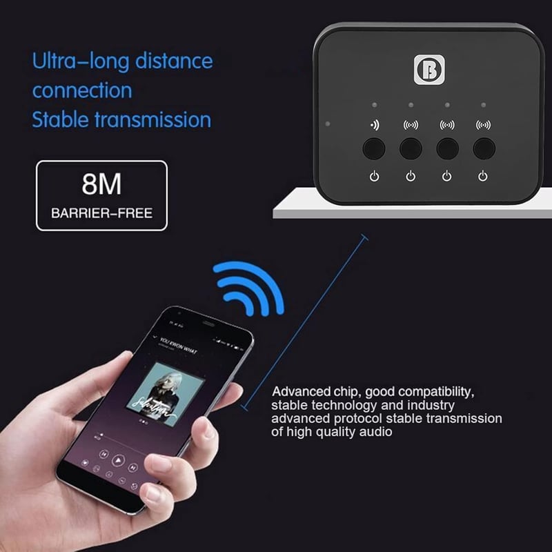 B&W 107 Bluetooth audio splitter - 3,5mm-es, fekete, 3 kimenetes adapter