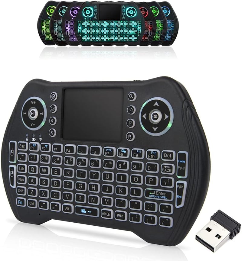 Mini Bluetooth billentyűzet érintőpaddal, 7 színű háttérvilágítással, újratölthető akkumulátorral