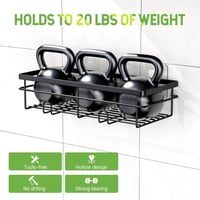 Uamector Zuhanyzó Polc, Fúrás Nélküli, Rozsdamentes, Fürdőszobai Tároló, Sampontartó, 15 kg Teherbírás, Fekete, 2 db-os Szett 6