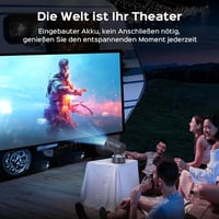 AUBOR MENTECH 4K Mini Projektor Beépített Akkumulátorral - WiFi 6, Bluetooth 5.2, Android OS, 150" Kijelző, Automatikus Keystone Korrekció,  10