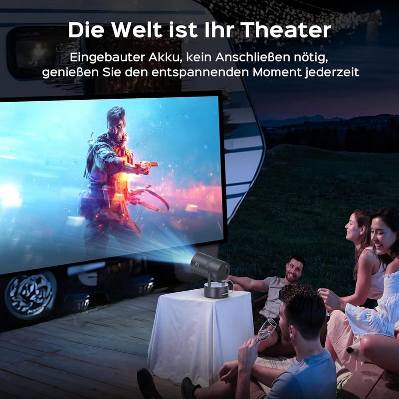 AUBOR MENTECH 4K Mini Projektor Beépített Akkumulátorral - WiFi 6, Bluetooth 5.2, Android OS, 150" Kijelző, Automatikus Keystone Korrekció, 