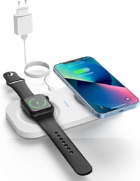 JoyGeek 2 az 1-ben Fehér Vezeték Nélküli Töltőpad iPhone, iWatch és AirPods Készülékekhez 1