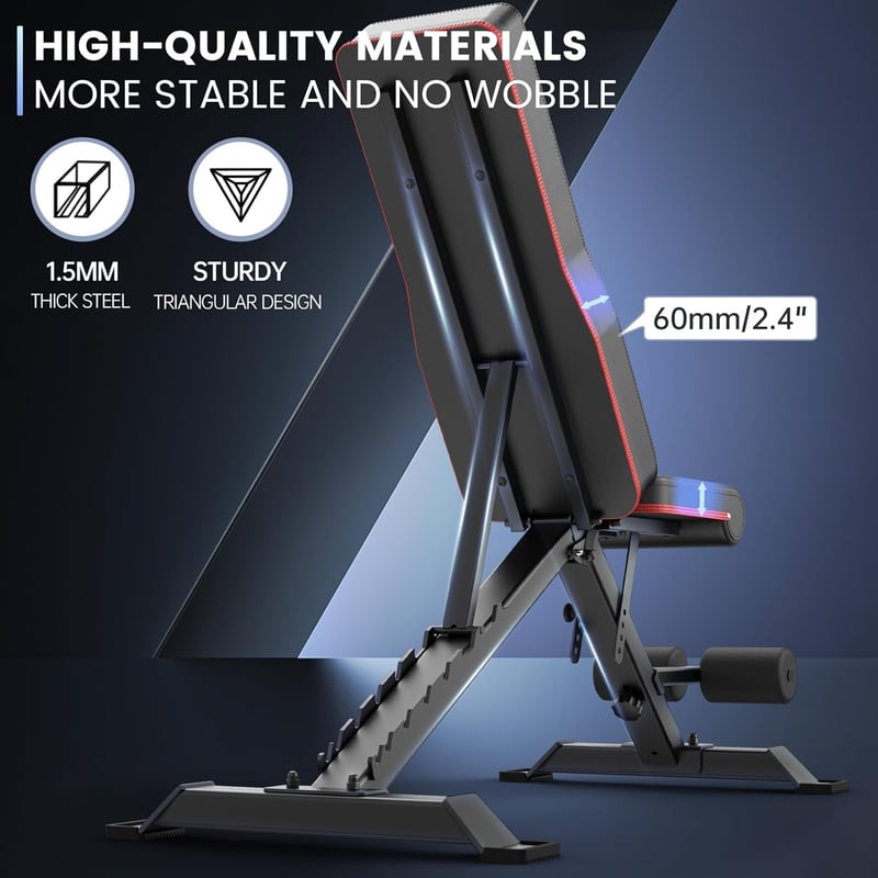 PASYOU Összecsukható Edzőpad 9x4x3 Állítható Pozícióval - Has- és Hátizom Tréner, 318 kg Teherbírással Otthoni Edzéshez