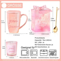 Binoster Búcsúajándék Bögre Kollégáknak - 460ml Rózsaszín Kerámia Kávéscsésze Szív Mintával és Kanállal - Új Munkahely, Nyugdíjazás, Köszöne 5