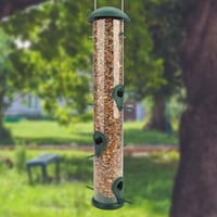 Wildlife Friend Madáretető 40 cm Zöld - 6 Leszállóhellyel, Műanyag Magadagoló Oszlop Vadmadaraknak, Esővédő Tetővel, Erkélyre és Kertbe 3