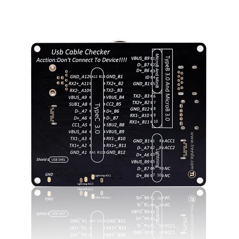 Treedix USB-kábelteszter - Gyors ellenőrzés minden típushoz (USB-C, A, B, Micro, Mini, Lightning)