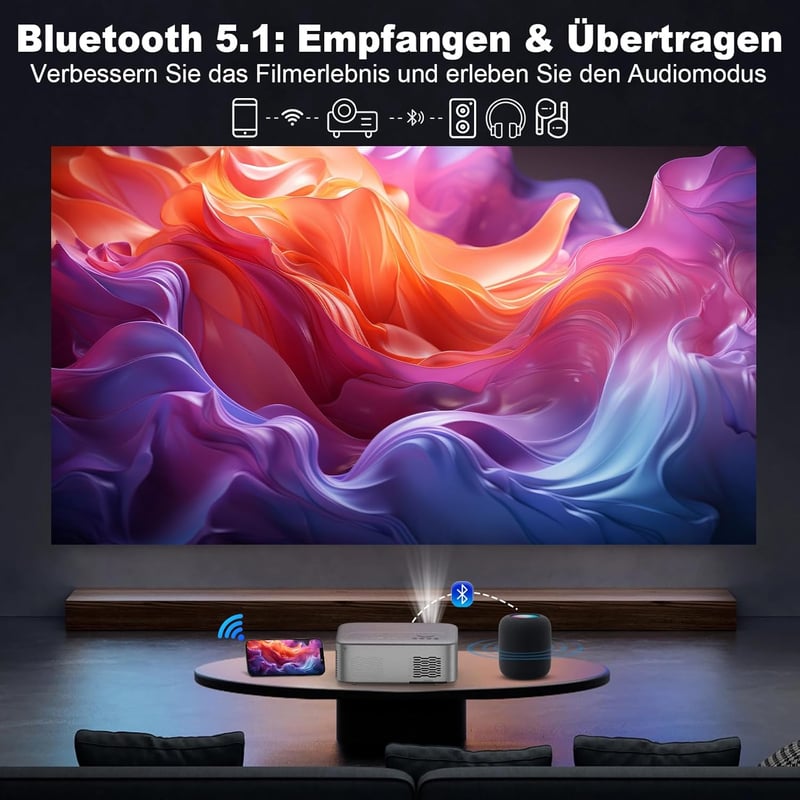 FRESHDEW Natív 1080P WiFi Projektor Bluetooth 5.2 Kapcsolattal - Elektromos Fókusz, 26000L LCD Házimozi Vetítő iOS/Android Kompatibilitással
