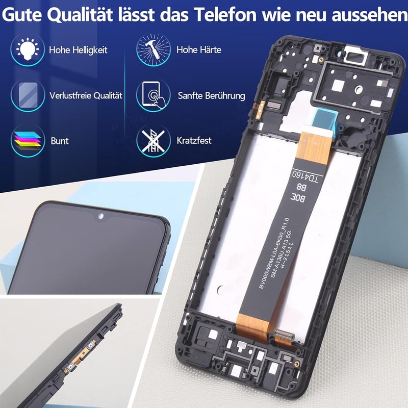 RongZy Samsung Galaxy A13 5G/A136U Kijelző Csere Készlet - Érintőképernyő Digitalizáló Üveg Szerelvény Kerettel + Javítóeszközök