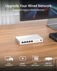 BrosTrend 5-Port 2.5G Ethernet Switch - Menedzsment nélküli hálózati elosztó játék PC és NAS szerverekhez, Plug-and-Play, ventilátor nélküli 3