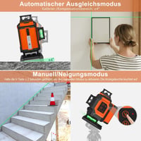 TakamineTech Zöld Keresztvonalas Lézer - 4x360° Önszintező Lézeres Szintező, 16 Vonalas Építési Lézer, 5200 mAh Akkumulátor, Távirányítható, 4