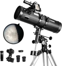 SOLOMARK 130mm Newtonian Teleszkóp Német Ekvatoriális Állvánnyal - 650mm Fókusztávolság, Mobiladapterrel, Barlow Lencsével, Csillagászati Me 1