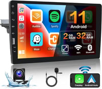 Hikity 1 DIN Android 11 Autórádió 9" Érintőképernyővel - Vezeték Nélküli CarPlay, Bluetooth, WiFi, GPS Navigáció, Tolatókamera, 2GB RAM + 32 1