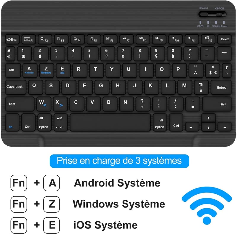 FOGARI Bluetooth Vezeték Nélküli Billentyűzet 11" - Hordozható, Újratölthető, AZERTY - Mac, iPad, iPhone, Samsung, Xiaomi, Android, Windows 