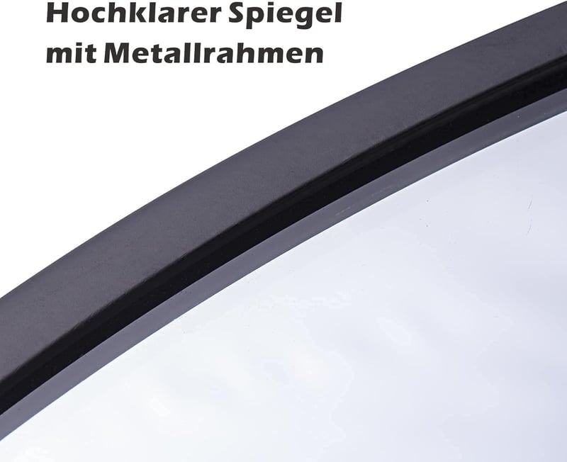 ZENIDA Kerek Tükör 60 cm Fekete Fém Kerettel - Modern Fali Tükör Előszobába, Fürdőszobába, Nappaliba - Vékony Keret, Elegáns Dizájn