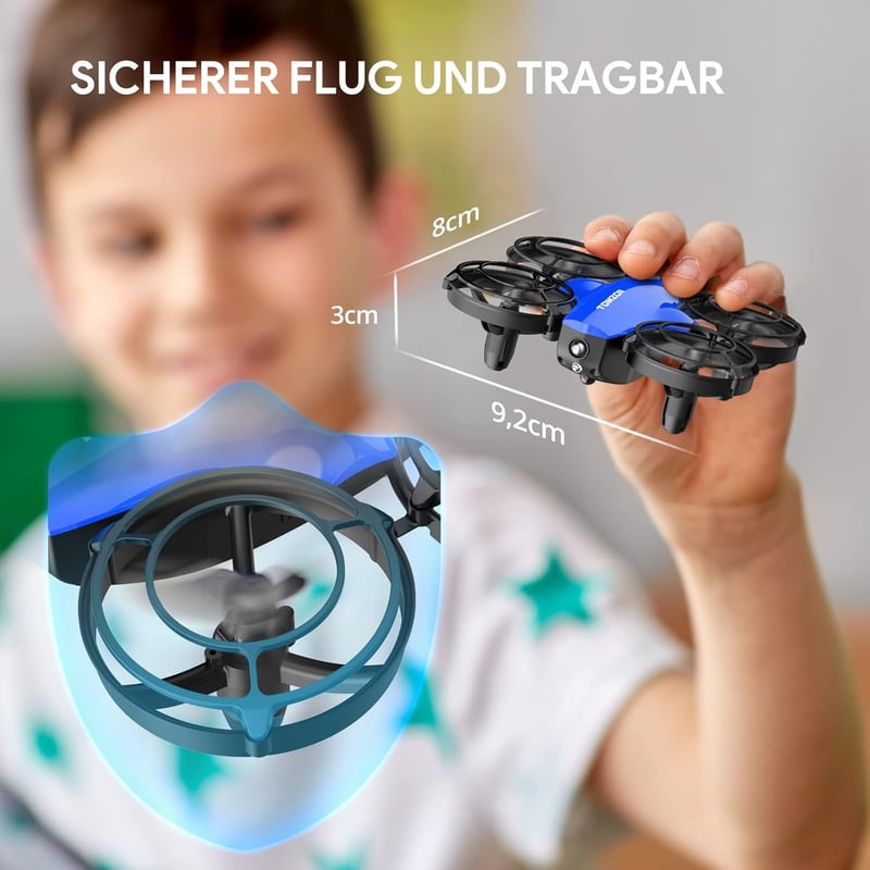 Tomzon Mini Drón Gyerekeknek - Kék, 24 Perces Repülési Idő, Harci Mód, 360° Védelem