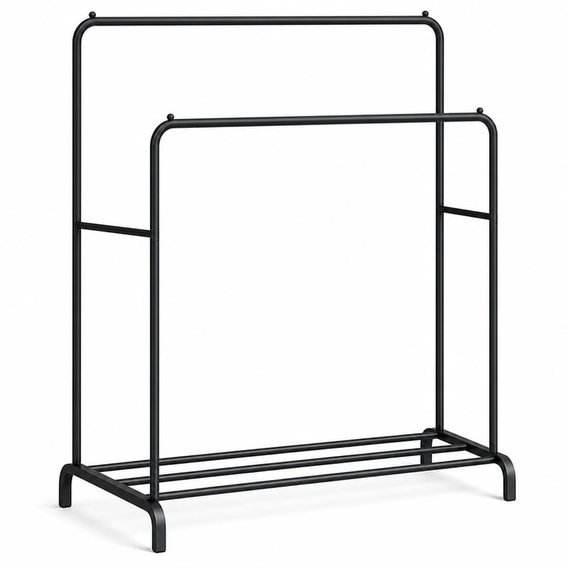 edihome dvostruki stalak za odjeću s policom za cipele, metalni, crni, 110x150x54 cm – nepotpun, nedostaju pojedini dijelovi (stanje: vidi 2. sliku)