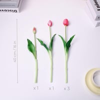 WAKISAKI 40 cm-es Élethű Műtulipán Szett - 5 db Élénk Rózsaszín Virág Valódi Tapintással, Hajlítható Szárral, Váza Nélkül 2