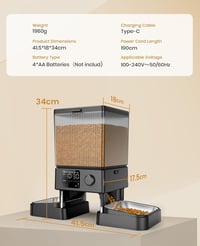 oneisall 5L Automata Kisállat Etető 2 Tállal - Macskáknak és Kutyáknak, Hangrögzítő Funkcióval, Rozsdamentes Acél Tálakkal - standard 9
