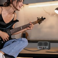 LEKATO 5W Mini Gitárerősítő Kettős Hangszóróval - Hordozható Elektromos Gitár Kombó Erősítő Clean és Overdrive Csatornával, Bluetooth 5.0, Ú 6