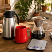 Kavopija kod kuće: keramička šalica + pour-over kuhalo + digitalna vaga + termos vrč 1
