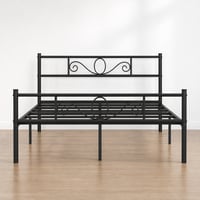 Kovový rám postele Yaheetech 160x200 cm, čierny s kvetinovým vzorom — poškodený, čiastočne funkčný: vytrhnutá skrutka, bez návodu (stav: pozri 2. obrázok) 1