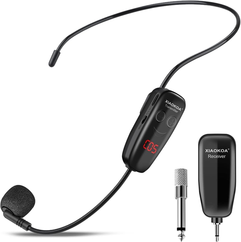 Xiaokoa UHF vezeték nélküli headset mikrofon LED kijelzővel - ideális előadóknak és rendezvényekhez