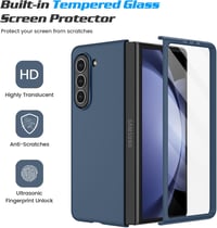 Doeshine Samsung Galaxy Z Fold 5 Tok Edzett Üveg Előlapi Képernyővédővel - Ultravékony PC Karcálló Védőtok, Ütésálló Mobiltelefon Tok, Kék 5