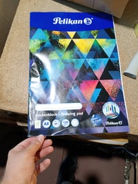 Skicár Pelikan A3, 20 listov, 120 g/m² biely papier, obal s rôznymi motívmi, 1 ks – pokrčený — pokrčená predná strana (stav: pozri 2. obrázok) 2