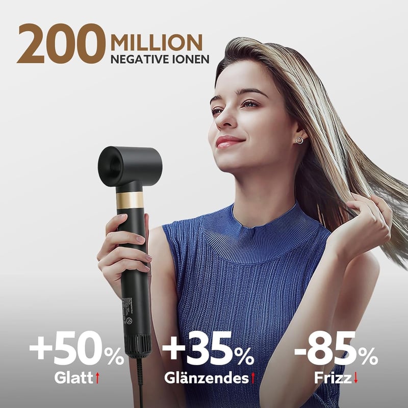 webeauty 5 az 1-ben Hajformázó és Hajszárító Kefe, 110.000 RPM Negatív Ionos Gyorsszárító, Meleglevegős Hajformázó Készlet Autós Légbefúvóva