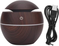 Akozon Gömb Alakú USB Párásító Diffúzor - Csendes Légtisztító Otthonra és Irodába - 130ml Tartály, Automata Kikapcsolás, Sötét Fa Mintázat 1