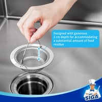 MR.SIGA Rozsdamentes Acél Mosogatószűrő Szett - 2 db Ezüst Lefolyószűrő Konyhai Mosogatóba, Mosogatógépben Mosható 4
