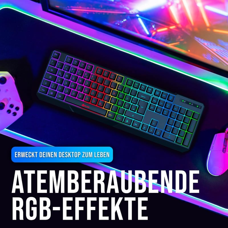 KLIM Chroma Gamer Billentyűzet - RGB Háttérvilágítás - 2ms Válaszidő - Vízálló - PC, Mac, PS4, PS5 Kompatibilis - Fekete