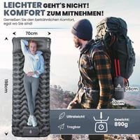 HIKENTURE Önfelfújó Kempingmatrac 10 cm Vastag, Beépített Lábpumpával, Csúszásgátló Felülettel, Kompakt Méretű Túramatrac Kültéri Alváshoz,  8