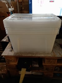 Iris Ohyama NTB-45 prozirna kutija za pohranu s poklopcem, 45 L, set od 4 komada, s kopčama, slaganje jedna na drugu, plastika bez BPA, s ručkom 5