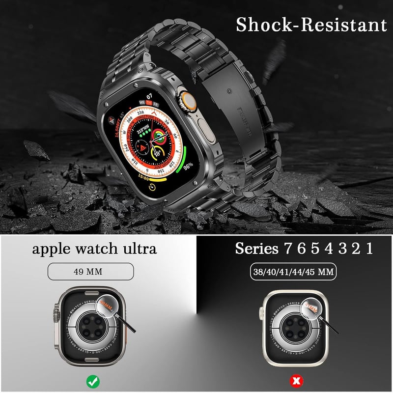Apple Watch Ultra 49mm Robusztus Fém Szíj Tokkal - Szürke