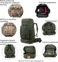 BACKFERRY Nagy Katonai Hátizsák 80L - Taktikai Túrazsák Terepszínű Kivitelben - Kemping, Túrázás, Bushcraft Kalandokhoz - Unisex Hátizsák 5