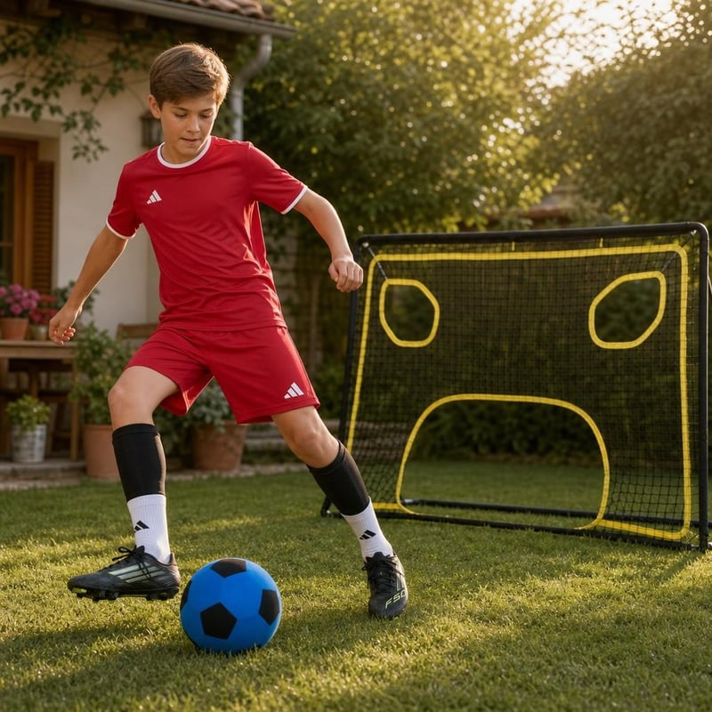 Futbalový set Gól: šortky + chrániče holení + mäkká lopta + tréningová sieť na presnosť