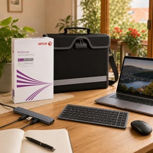 Uredski paket za učenje: 500 listova A3 papira + torba za laptop 15,6" + QWERTZ tipkovnica i miš + USB hub