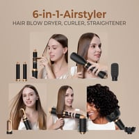 Airstyler 6 az 1-ben Hajformázó Készlet - Körkefés Hajszárító, Meleglevegős Kefe, Diffúzor, Göndörítő - Egyenesítéshez, Szárításhoz, Dúsítás 2