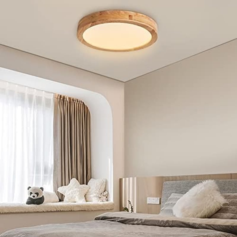 Baerolc 40 cm Fa LED Mennyezeti Lámpa Távirányítóval - Szabályozható Fényerő, 3000K-6000K Kerek Világítás Hálószobába, Irodába, Konyhába