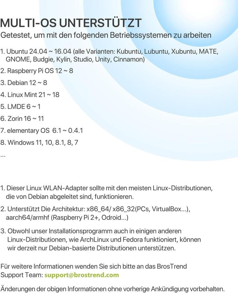 BrosTrend AC1200 USB WiFi adapter Linux rendszerekhez és Windows 11-hez, 5GHz/2.4GHz