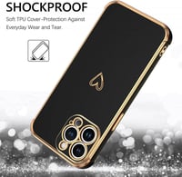 iPhone 13 Pro Szívecskés Ütésálló Tok - Fekete-Rosegold Szilikon Védőtok 4