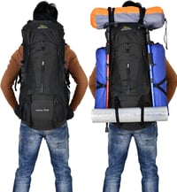Doshwin 70L Túrahátizsák - Vízálló Esővédővel, Kemping, Túrázás, Utazás, Kirándulás - Unisex Oxford Anyagú Hátizsák Fekete Színben - XL, Black 5