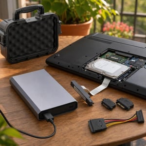 Set za nadogradnju laptopa: SATA HDD kabel + 3,5" kućište + zaštitna torbica + 2x SATA produžni kabel