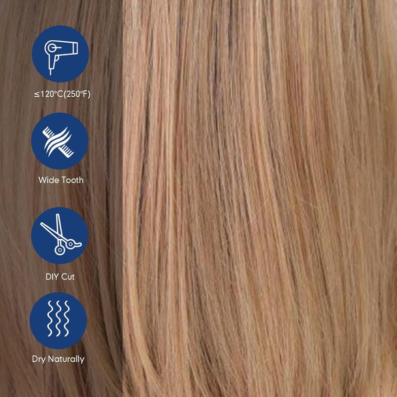 HAIRCUBE Női Paróka 40 cm Ombre Világosbarna Frufruval - Hullámos Szintetikus Paróka Hétköznapi és Cosplay Használatra