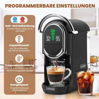 CAPXSNOB Magician1 Mini 5 az 1-ben Kávéfőző - Nespresso, Dolce Gusto, Lavazza Kompatibilis, 20 Bar, LED Kijelző, 7 Vízszint, Kompakt Kapszul - Black 7