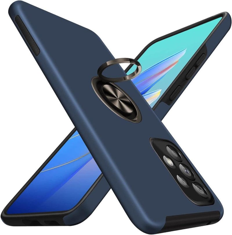 Samsung Galaxy A53 5G ütésálló tok 360°-os gyűrűs állvánnyal - Tengerkék