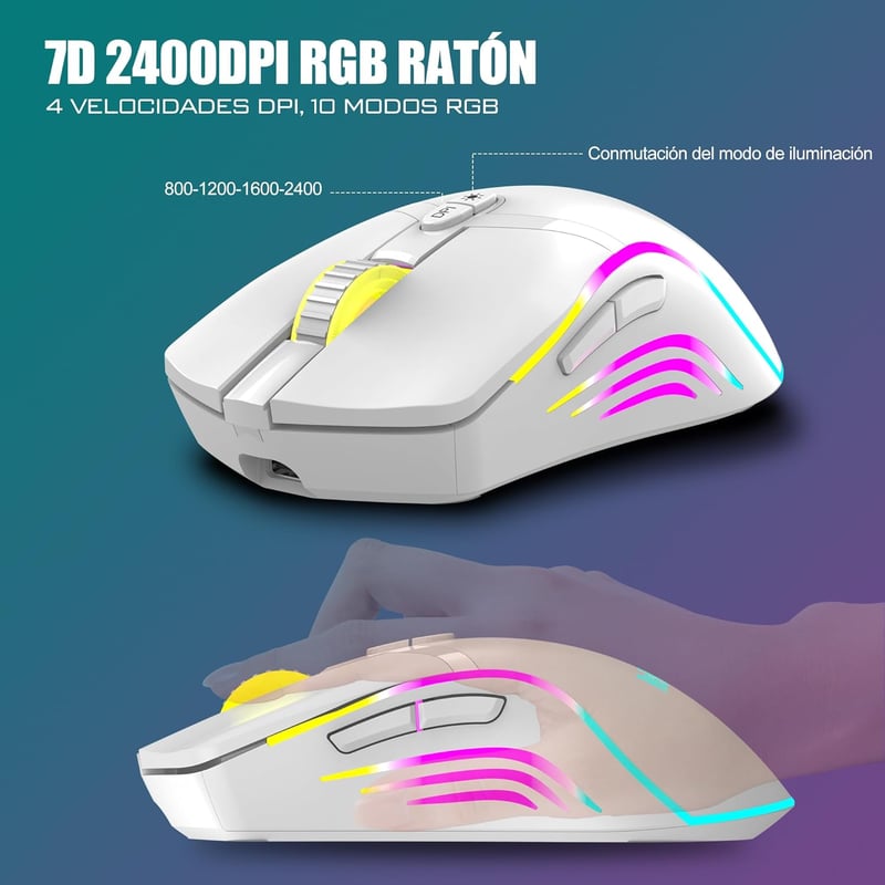 RedThunder K20 Vezeték Nélküli Billentyűzet és Egér Szett - Tölthető, RGB Háttérvilágítás, Multimédia Funkciógombok, 4800 DPI Egér, PC/Mac K